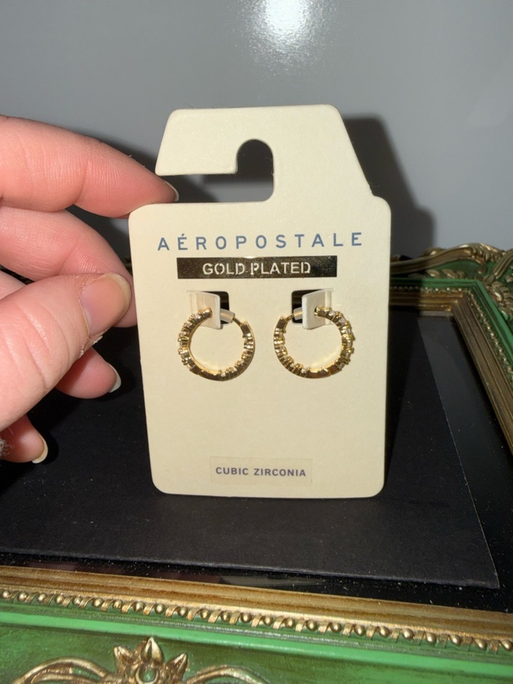 Aéropostale Gold Plated Cubic Zirconia Huggie earrings